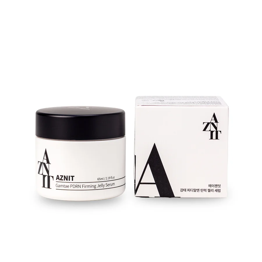 White jar with black lid of the AZNIT Gamtae PDRN Firming Jelly Serum, 65 ml
